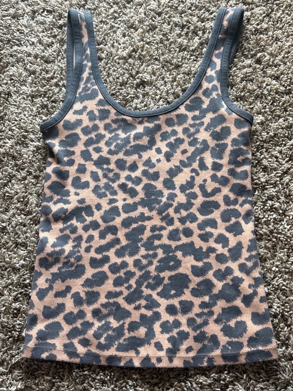 aerie Leopard-Print Scoop Tank in Taupe and Gray